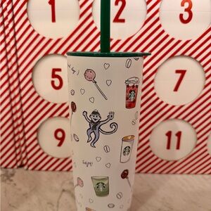 Roller Rabbit X Starbucks Christmas 2025 Starbucks Festive Tumbler Green Straw